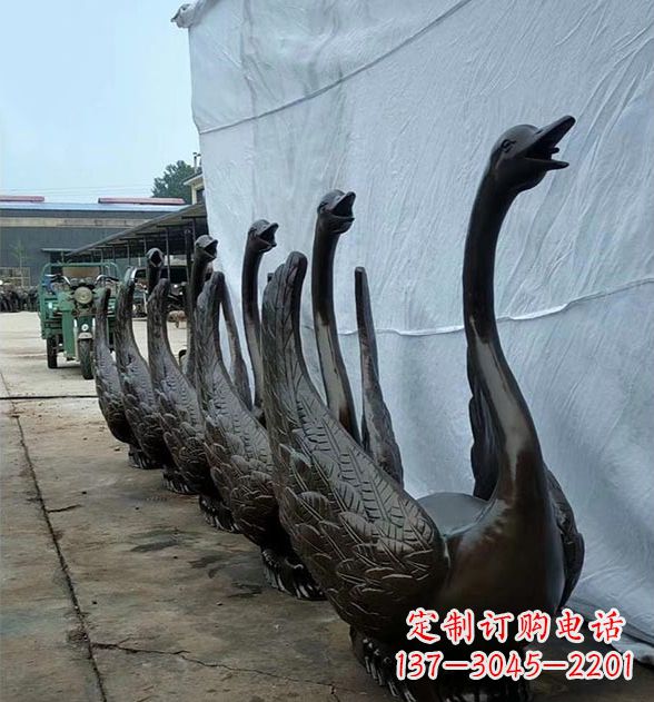 鹤壁天鹅喷泉铜雕,园林喷泉水景流水组件
