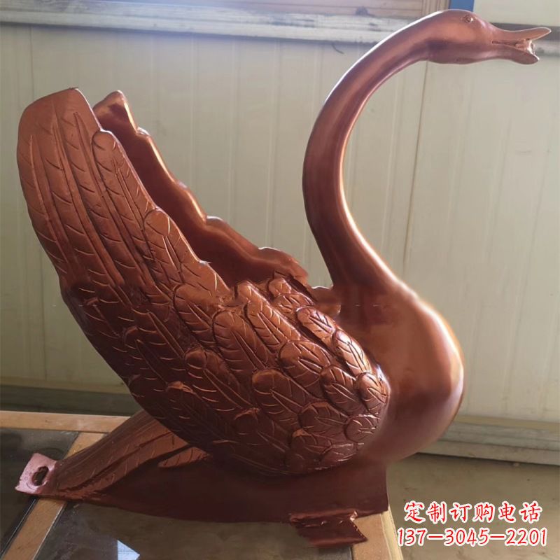 鹤壁天鹅铜雕塑,喷泉吐水天鹅装饰摆件