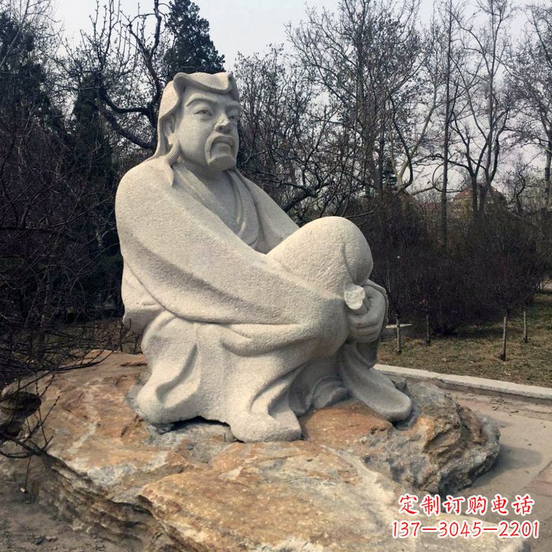 鹤壁田园诗派鼻祖陶渊明公园园林石雕坐像