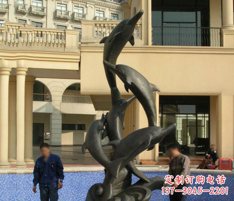 鹤壁跳跃海豚景观铜雕
