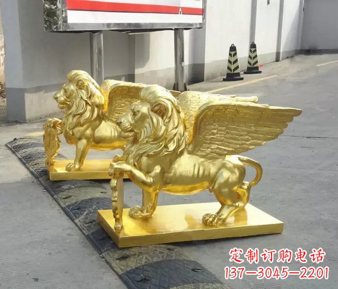 鹤壁贴金圣马可飞狮铜雕