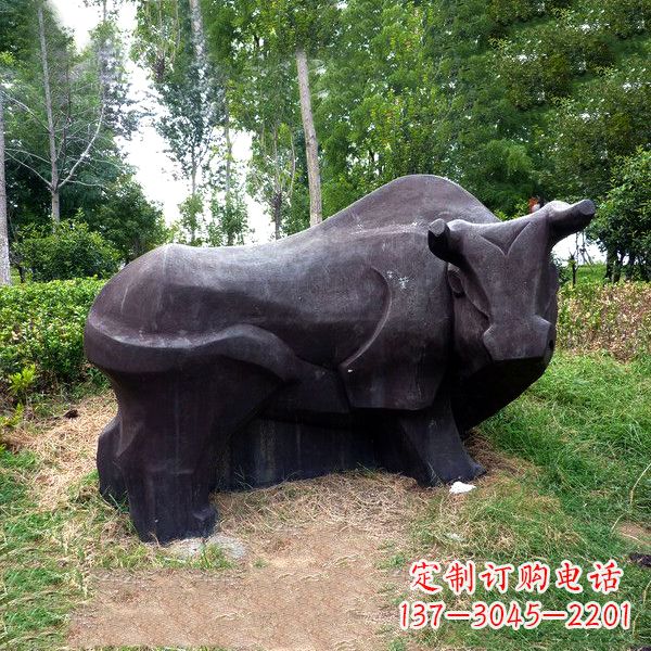鹤壁铜雕抽象牛-公园草坪水牛雕塑