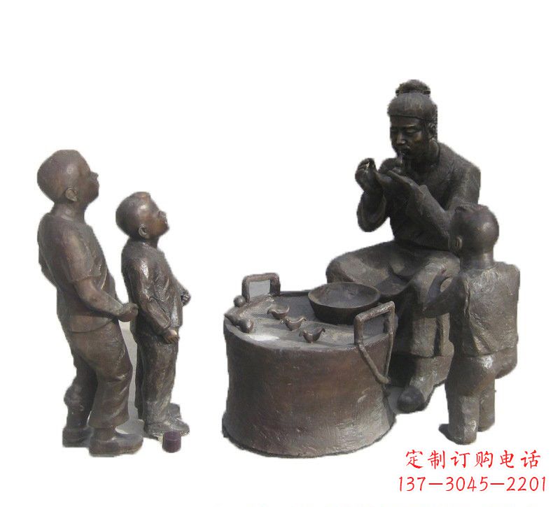 鹤壁铜雕吹糖人的古代人物