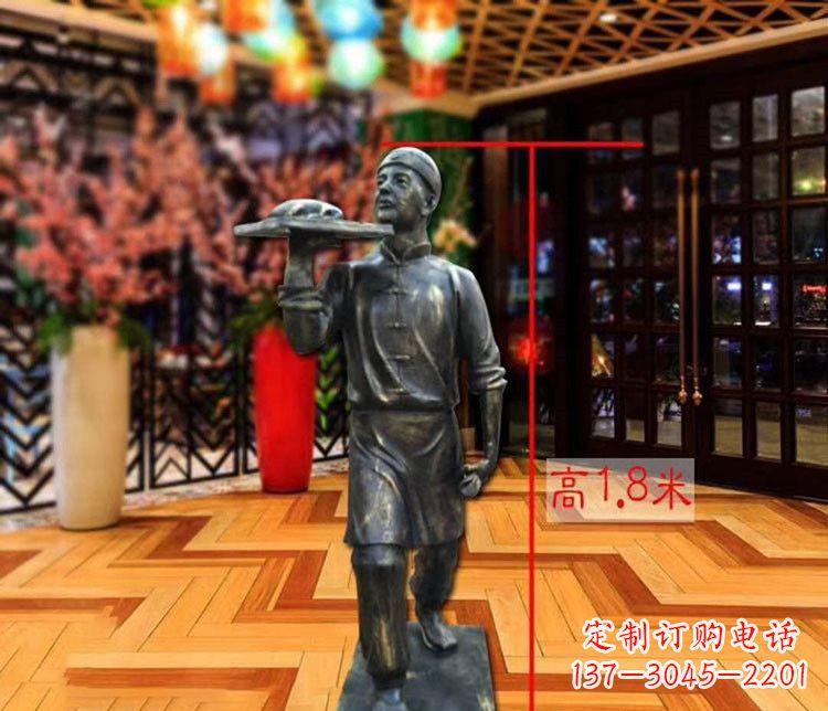 鹤壁铜雕店小二人物雕塑 (2)