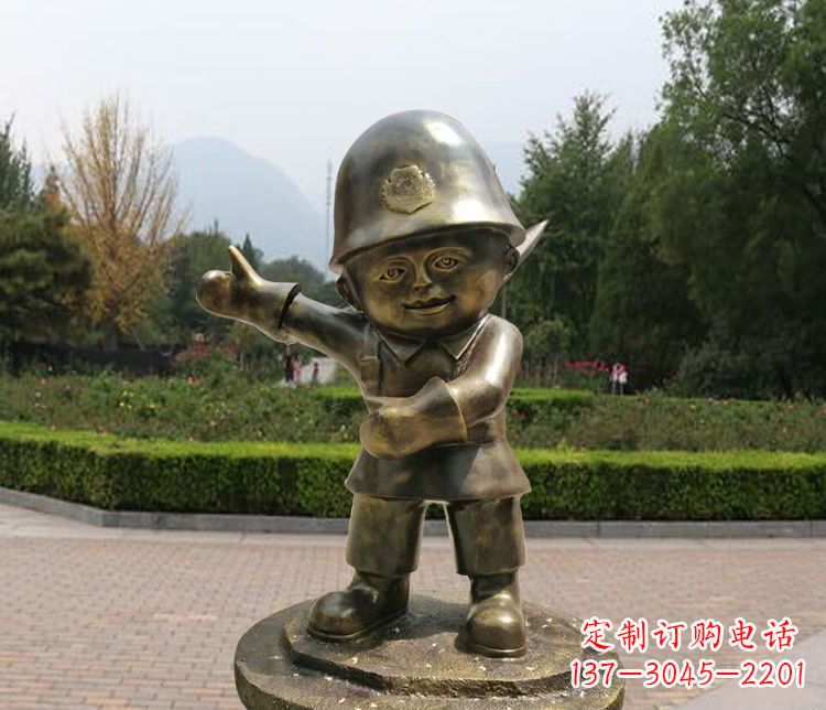 鹤壁铜雕儿童交通警察