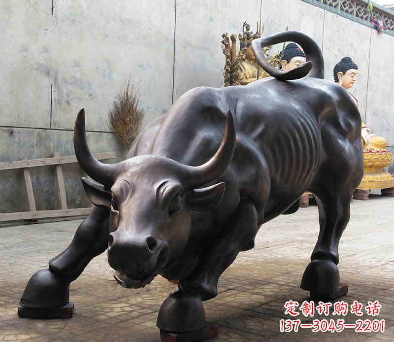 鹤壁铜雕广场华尔街动物牛 (2)