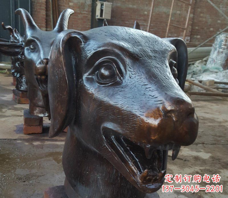 鹤壁铜雕广场生肖动物头像装饰摆件