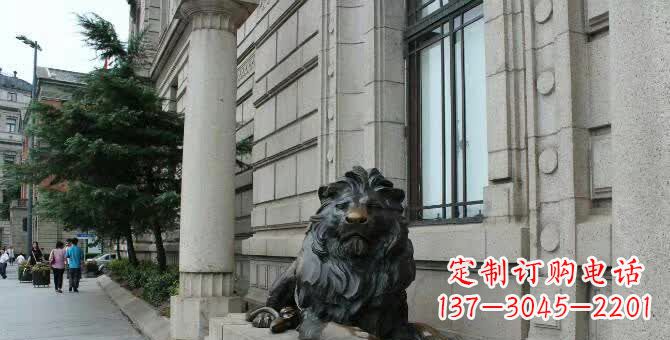 鹤壁铜雕跪姿狮子