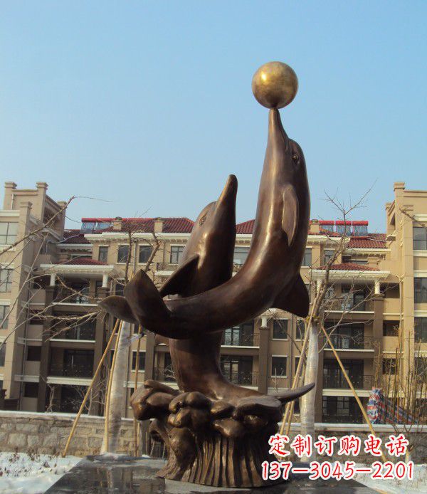 鹤壁铜雕海豚雕塑 (2)