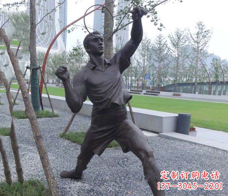 鹤壁铜雕户外公园打羽毛球运动人物摆件