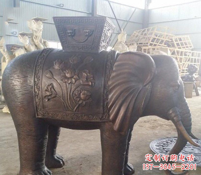 鹤壁铜雕吉祥大象园林动物摆件