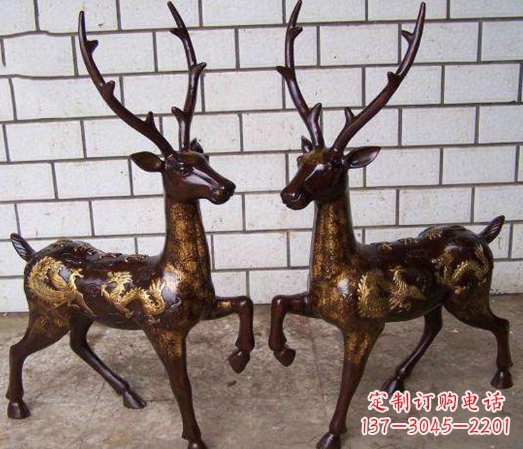 鹤壁铜雕吉祥复古梅花鹿雕塑摆件