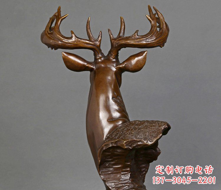 鹤壁铜雕吉祥招财鹿头雕塑摆件