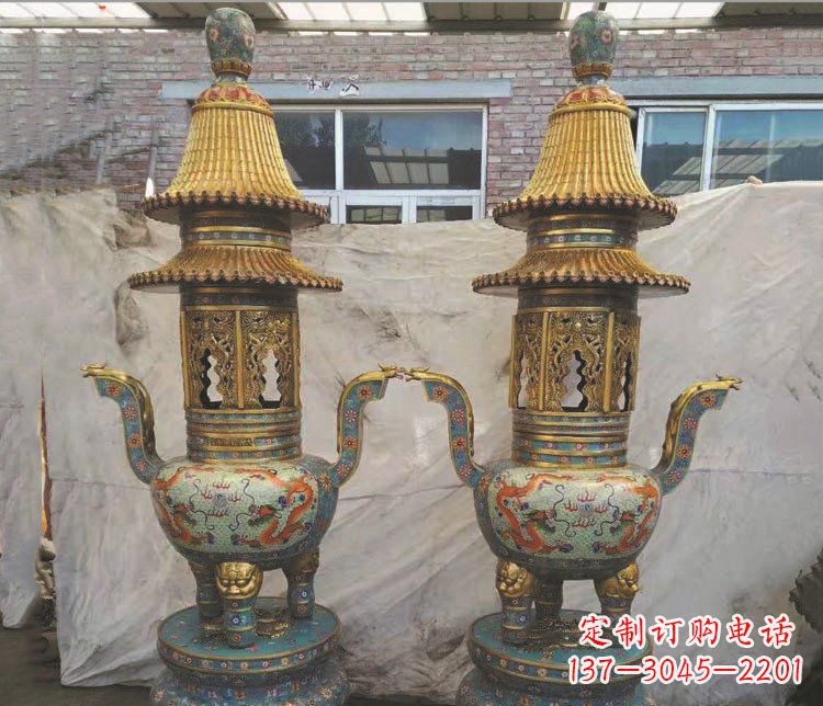 鹤壁铜雕景泰蓝香炉雕塑摆件