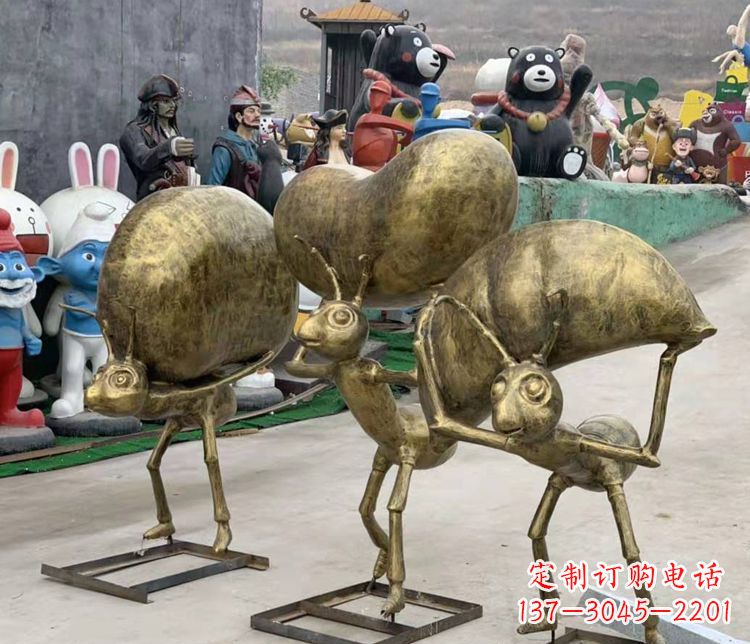 鹤壁铜雕蚂蚁搬家雕塑