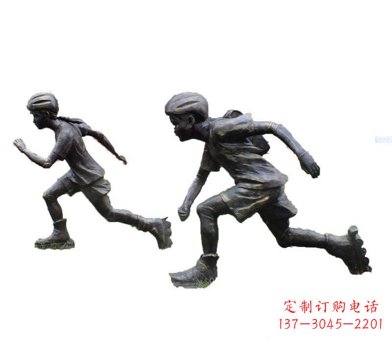 鹤壁铜雕民俗溜冰儿童摆件