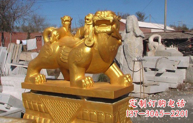 鹤壁铜雕母子貔貅