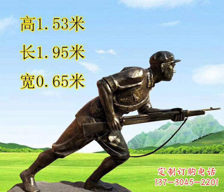 鹤壁铜雕拿枪战士雕塑
