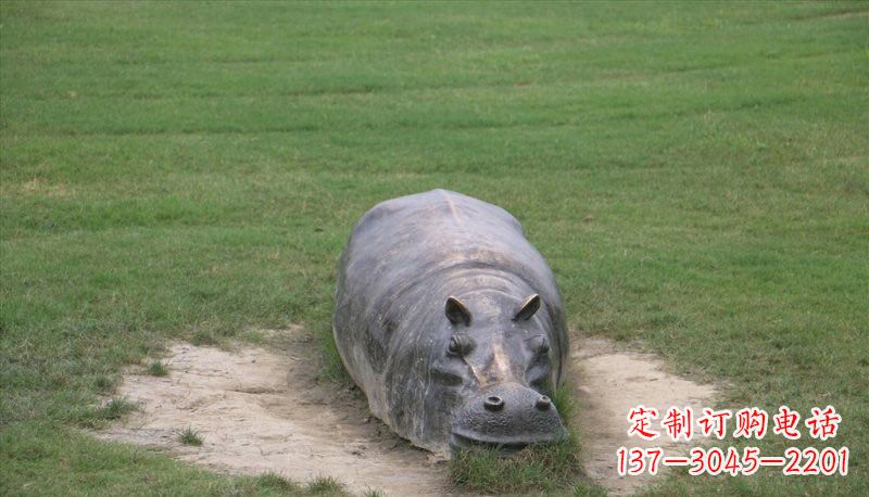 鹤壁铜雕趴着的河马