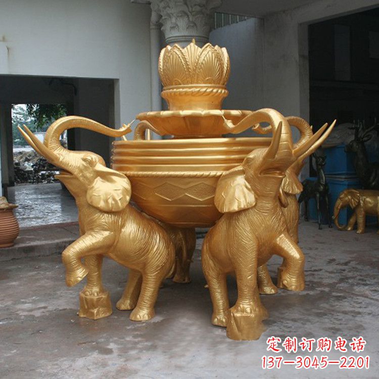 鹤壁铜雕喷水大象雕塑