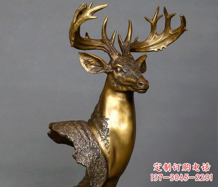 鹤壁铜雕如意铜鹿头摆件