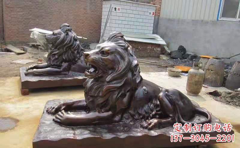 鹤壁铜雕狮子户外摆件镇宅动物雕塑