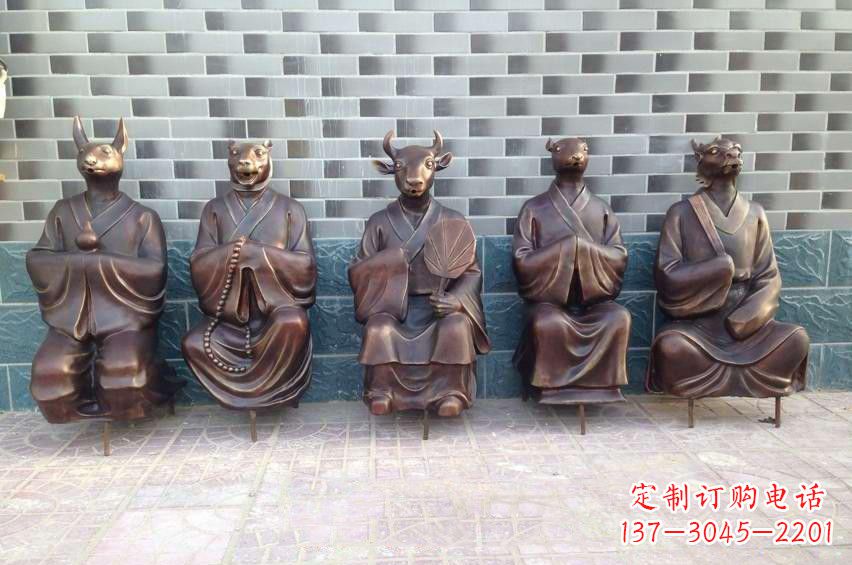 鹤壁铜雕兽首人身十二生肖雕塑