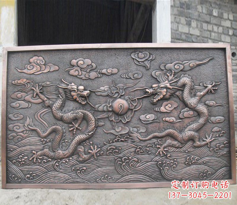 鹤壁铜雕双龙壁画景观摆件