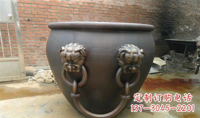 鹤壁铜雕水缸寺庙景观雕塑_2