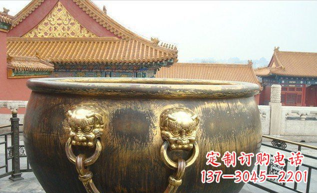 鹤壁铜雕水缸寺庙景观雕塑 (2)