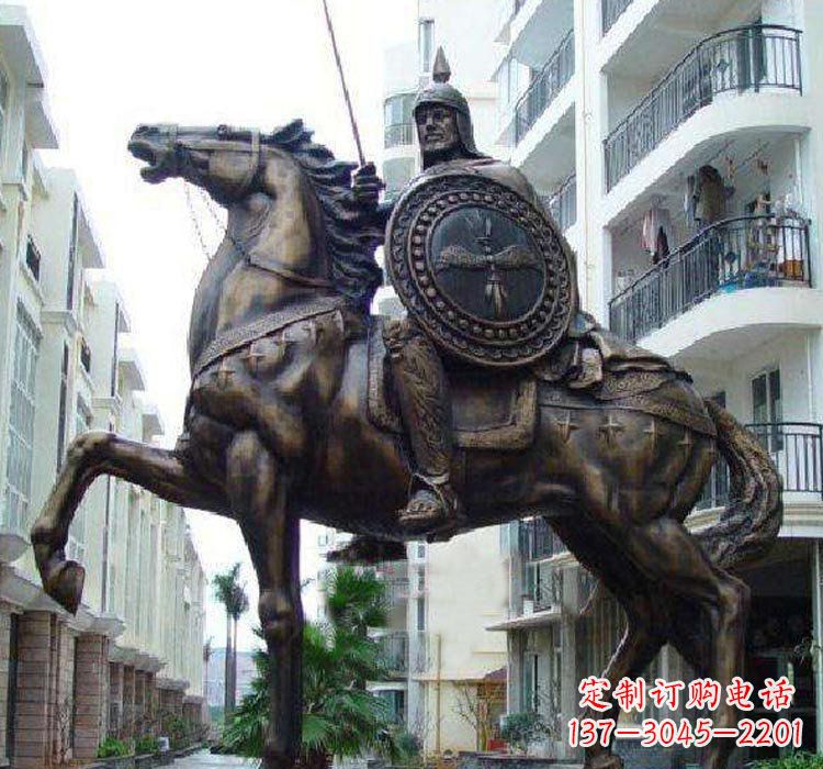 鹤壁铜雕西方骑马的人物