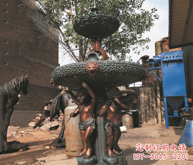 鹤壁铜雕西方人物喷泉景观雕塑
