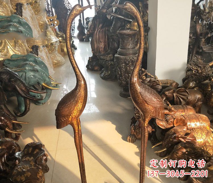 鹤壁铜雕仙鹤踩龟雕塑摆件