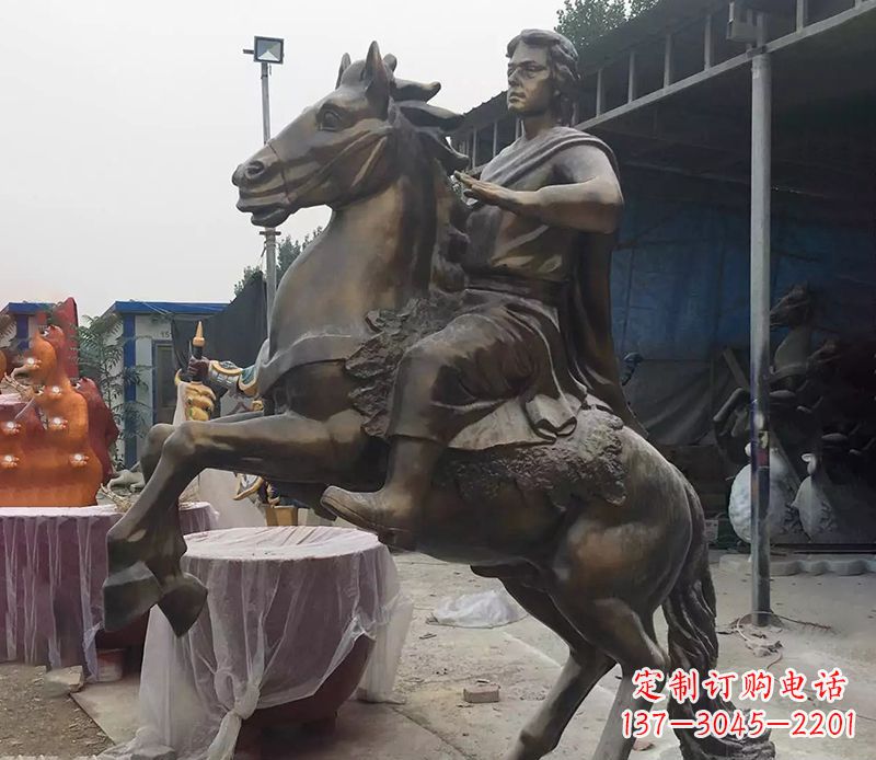 鹤壁铜雕现代骑马人物公园景观