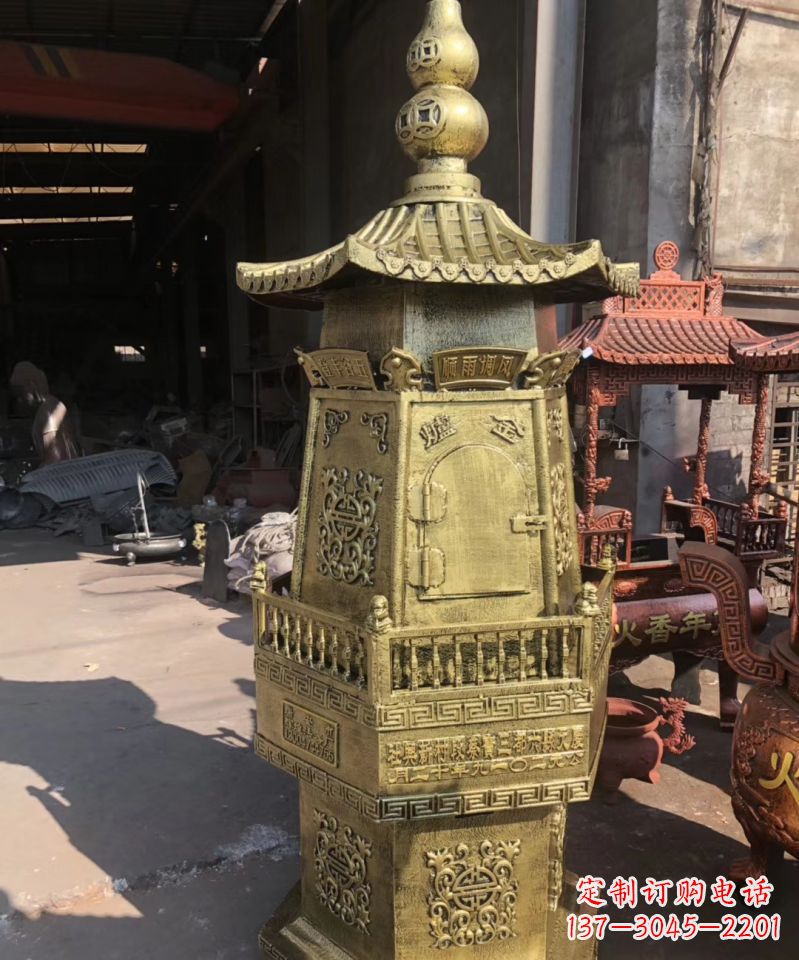 鹤壁铜雕香炉塔寺庙摆件