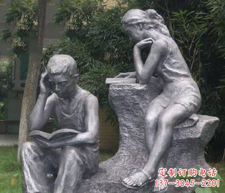 鹤壁铜雕校园读书学生摆件