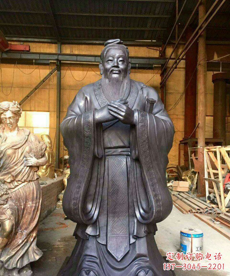 鹤壁铜雕校园孔子人像雕塑