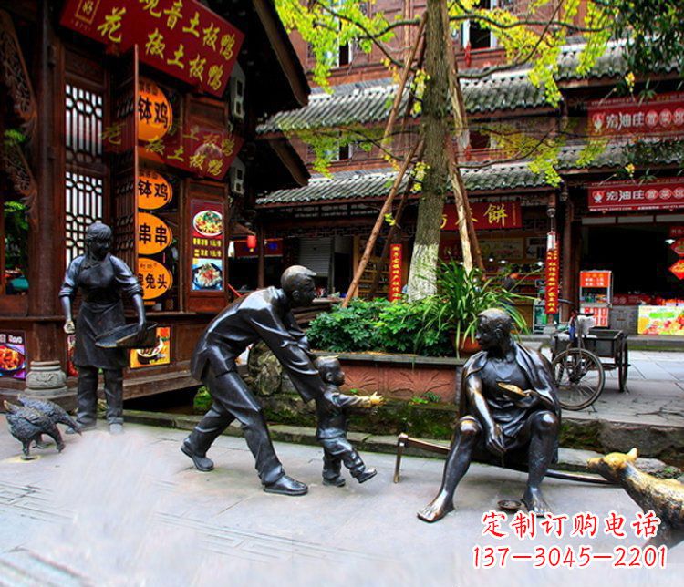 鹤壁铜雕学走路儿童街道人物雕塑