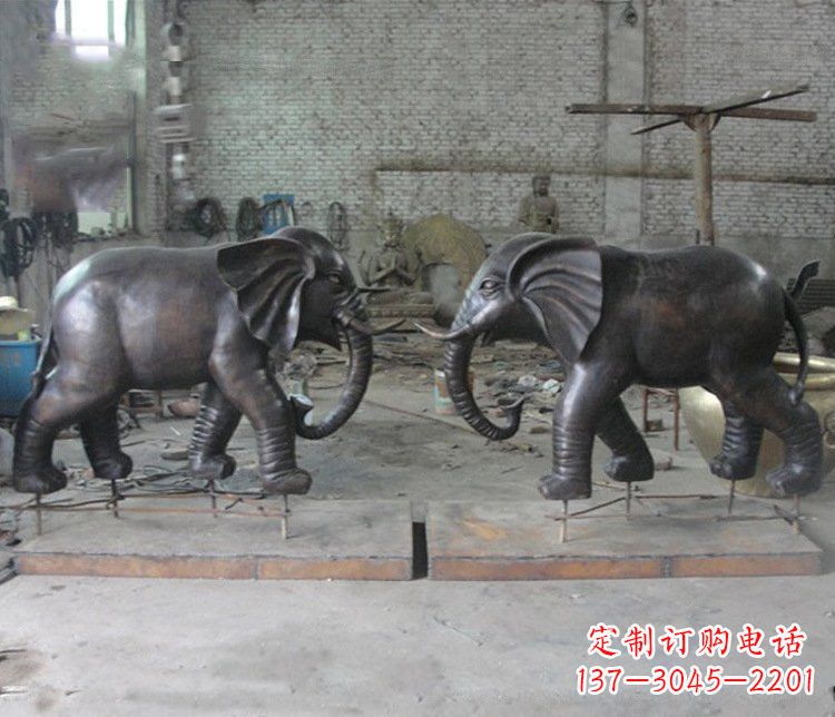 鹤壁铜雕园林动物大象雕塑 (2)