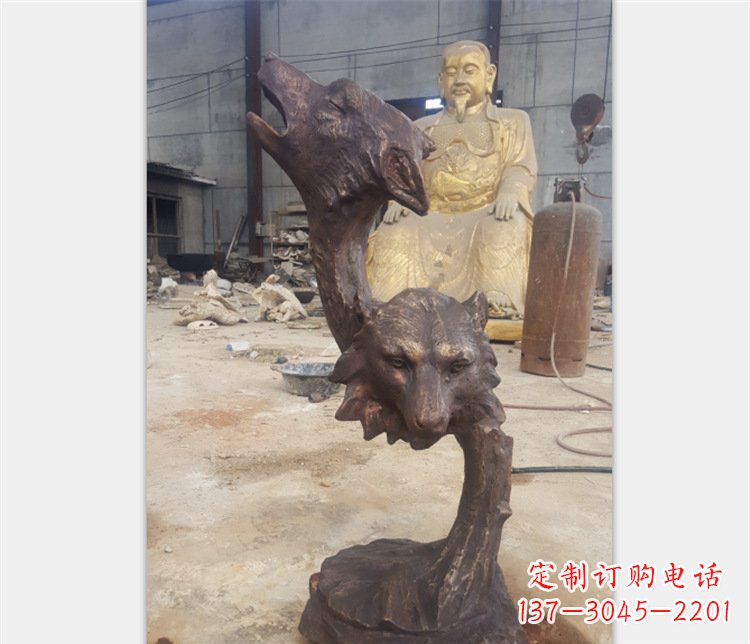 鹤壁铜雕园林金钱豹动物雕塑