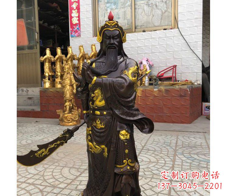 鹤壁铜雕镇宅关公寺庙神像雕塑摆件 (2)