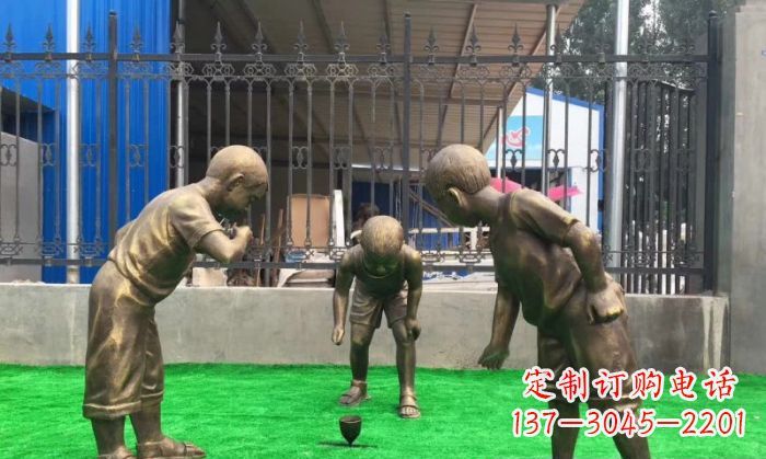 鹤壁玩陀螺儿童铜雕