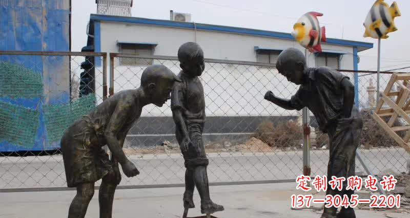 鹤壁玩陀螺人物铜雕