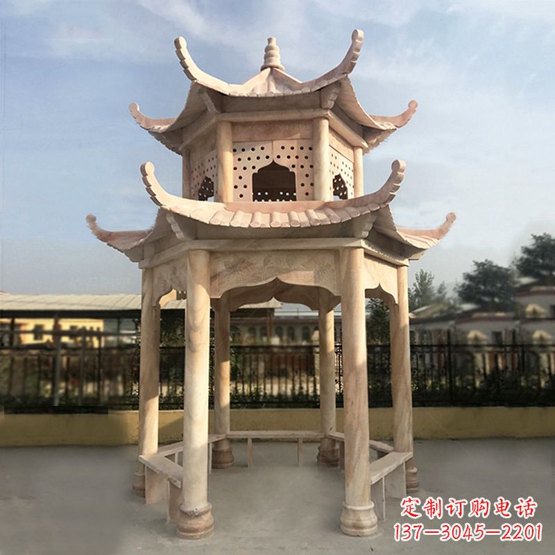 鹤壁晚霞红大理石凉亭雕塑