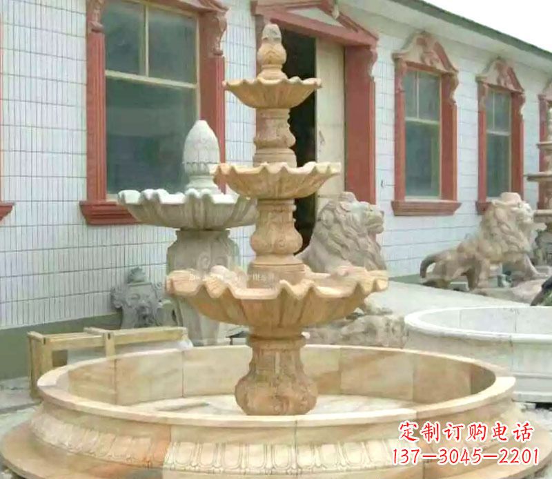 鹤壁晚霞红大型喷泉石雕 (3)