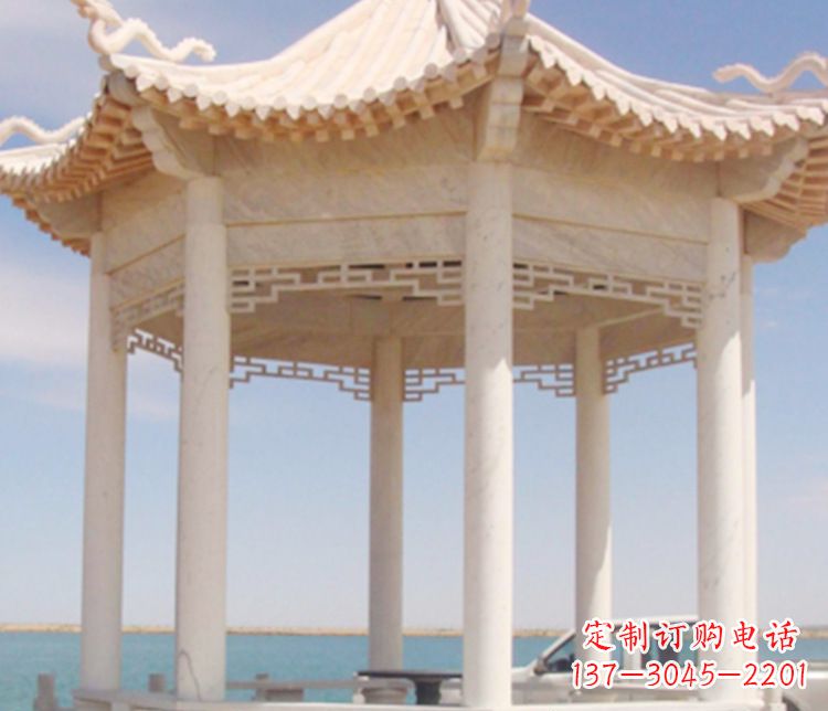 鹤壁晚霞红单层凉亭石雕