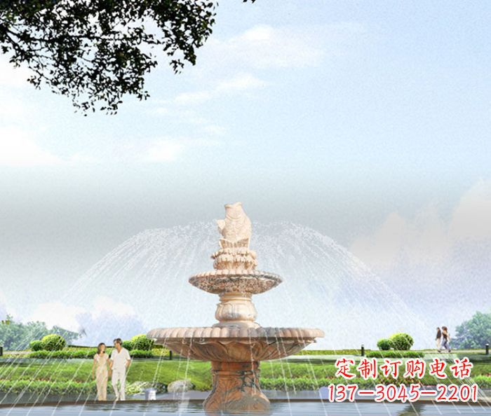 鹤壁晚霞红多层大型石雕喷泉 (4)