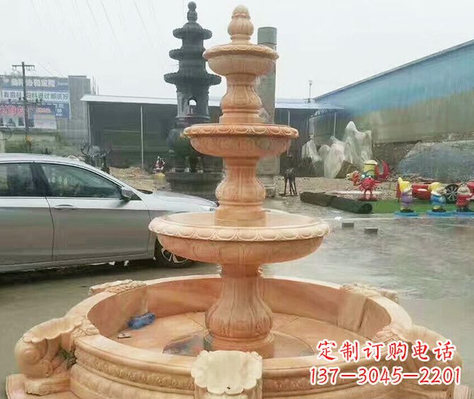 鹤壁晚霞红多层大型石雕喷泉 (3)