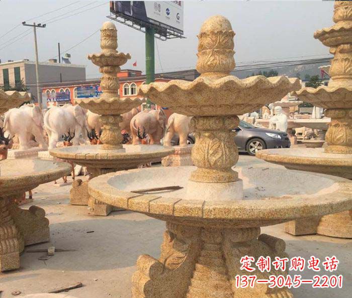 鹤壁晚霞红多层大型石雕喷泉