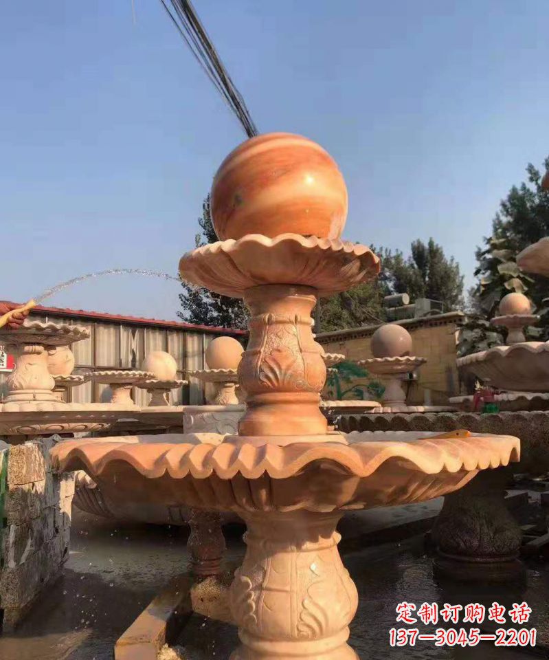 鹤壁晚霞红风水球雕塑别墅庭院景观雕塑